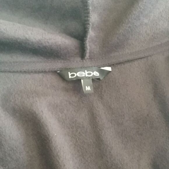 Bebe Black Velour Hooded Jacket W/ Rhinestone Logo - Picture 9 of 16